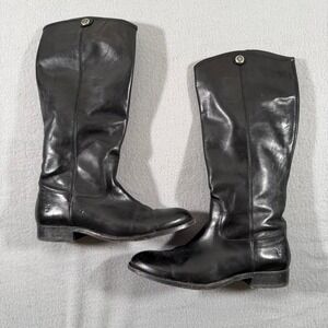 Frye Women's Black Leather Knee High Riding Boots Western 9B